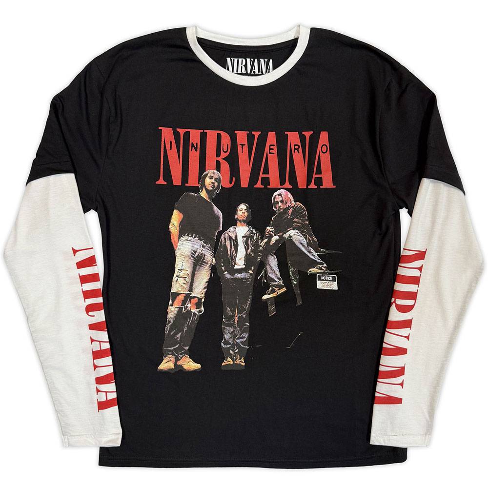Nirvana - In Utero Band Photo Longsleeve shirt - Zwart/Wit